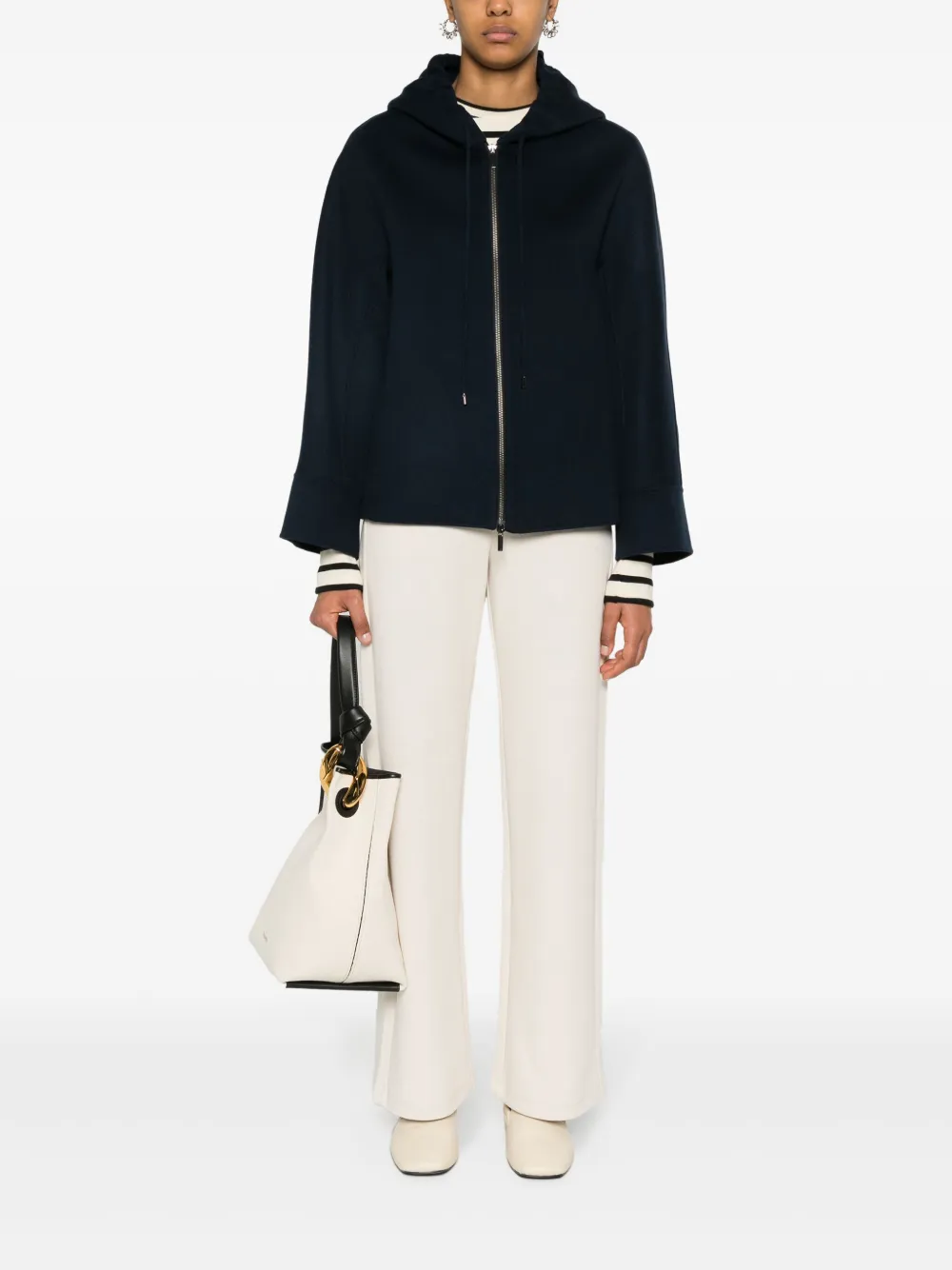 Shop 's Max Mara Virgin Wool Hooded Jacket In Blue