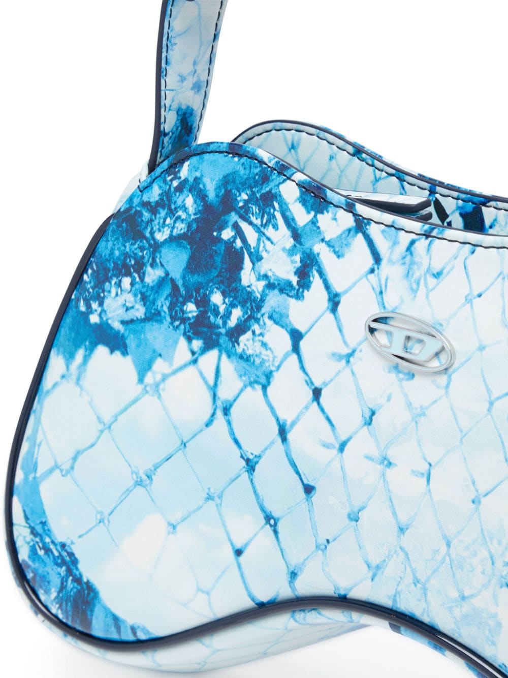 Shop Diesel Play Snakeskin-effect Shoulder Bag In Blue