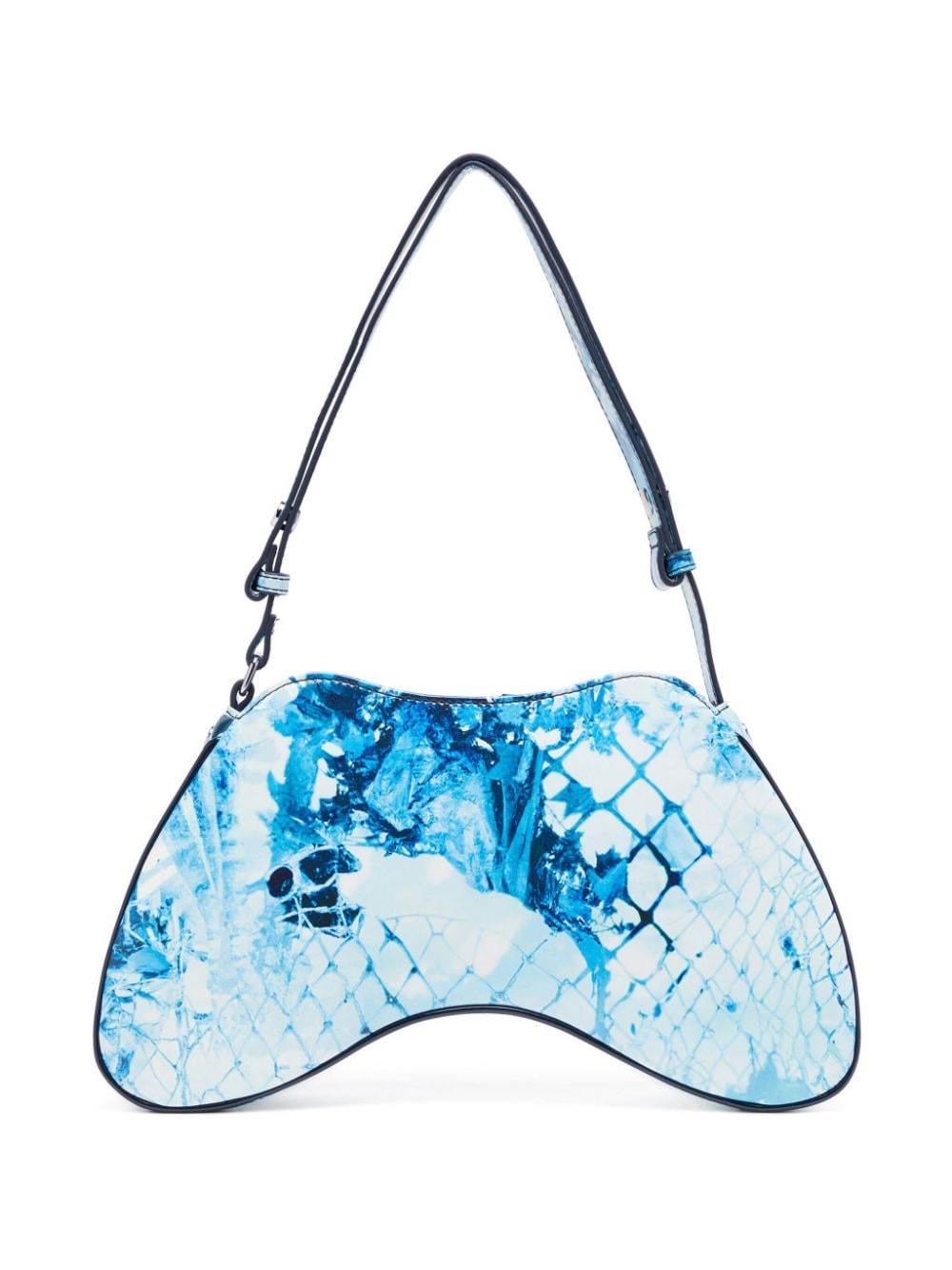 Shop Diesel Play Snakeskin-effect Shoulder Bag In Blue