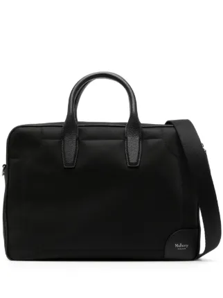 Mulberry logo stamp Nylon Briefcase Black FARFETCH