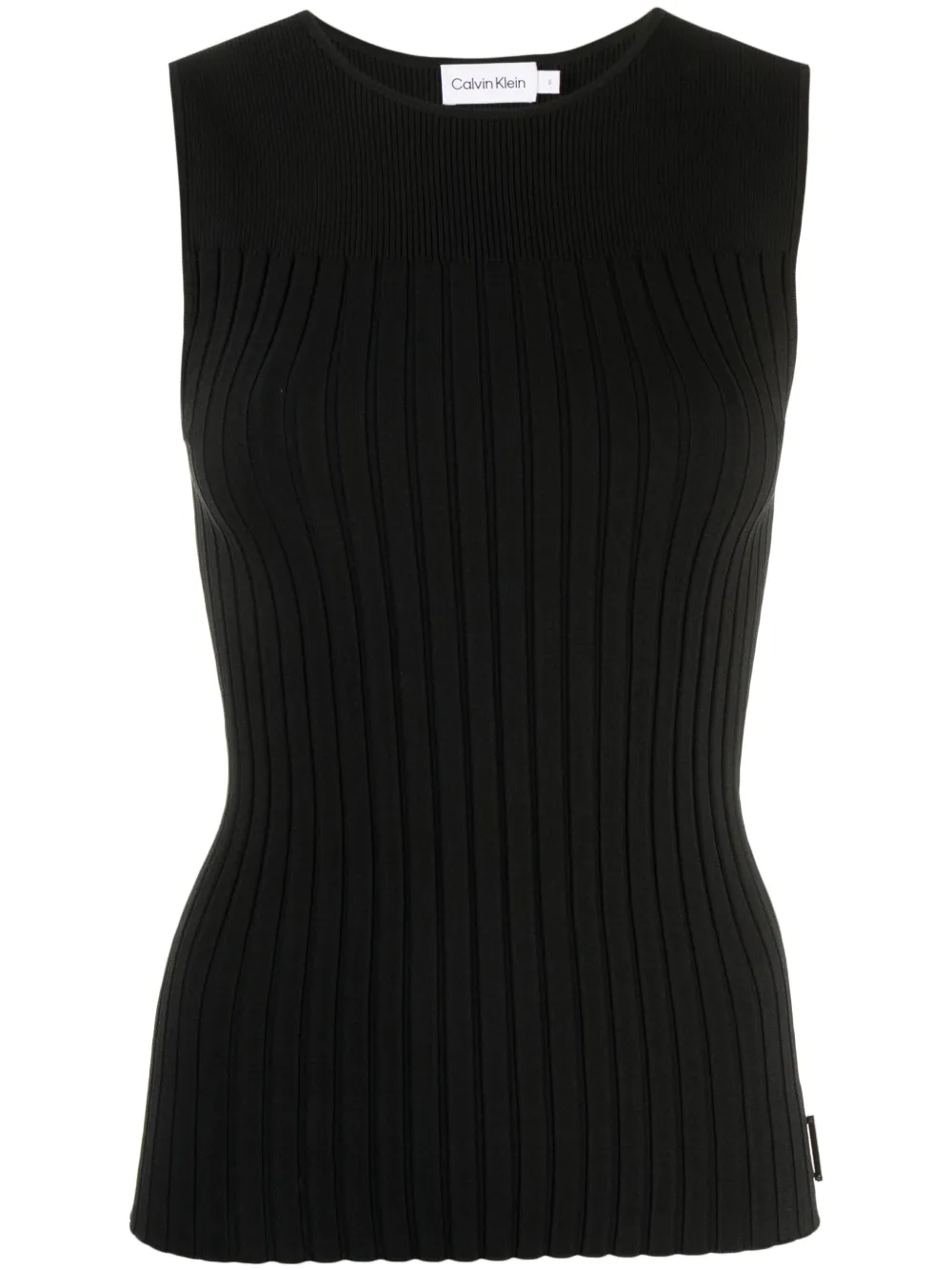 Shop Calvin Klein Ribbed-knit Sleeveless Top In Schwarz