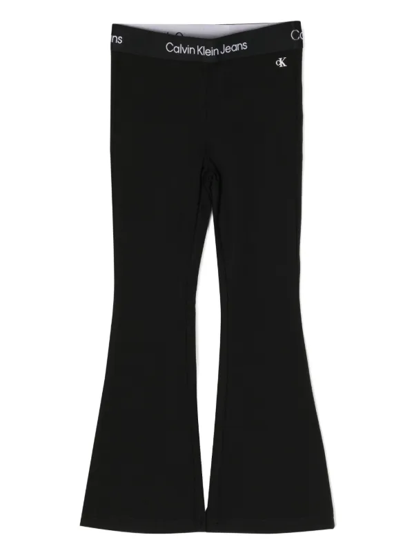 Calvin Klein Kids logo waistband Flared Track Pants Farfetch