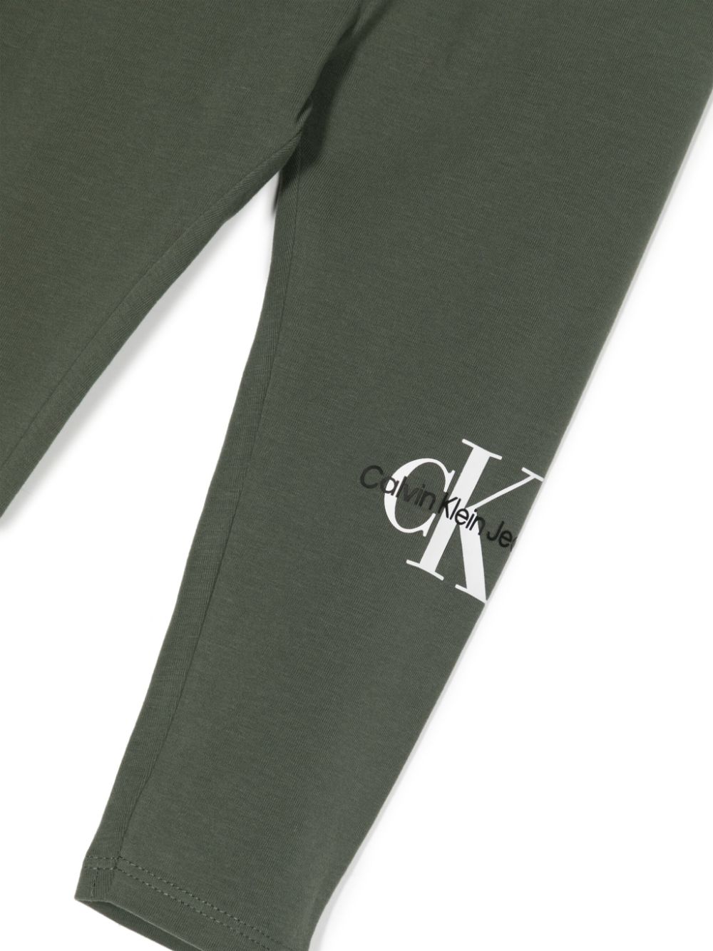 Shop Calvin Klein Monogram-print Leggings In Green
