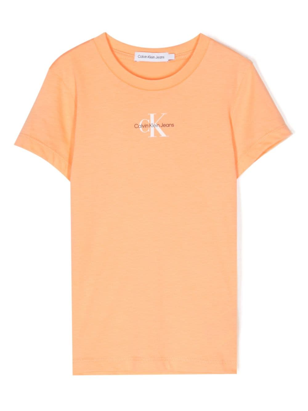 Calvin Klein Kids' Micro Monogram-print T-shirt In Orange