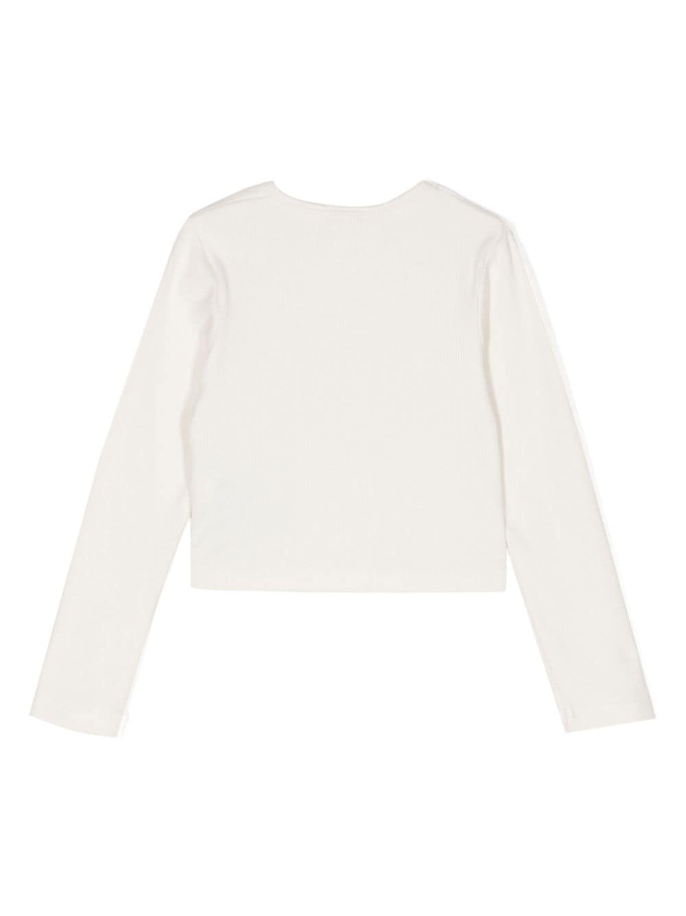 Shop Calvin Klein Logo-embroidered Asymmetric Knit Top In Ybi White Beige