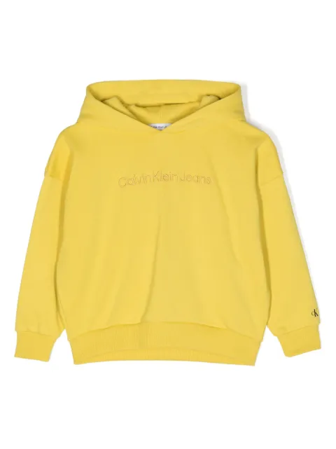 Calvin Klein Kids logo-embroidered cotton hoodie