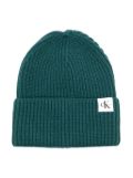 Calvin Klein Kids CK-patch ribbed beanie - Green