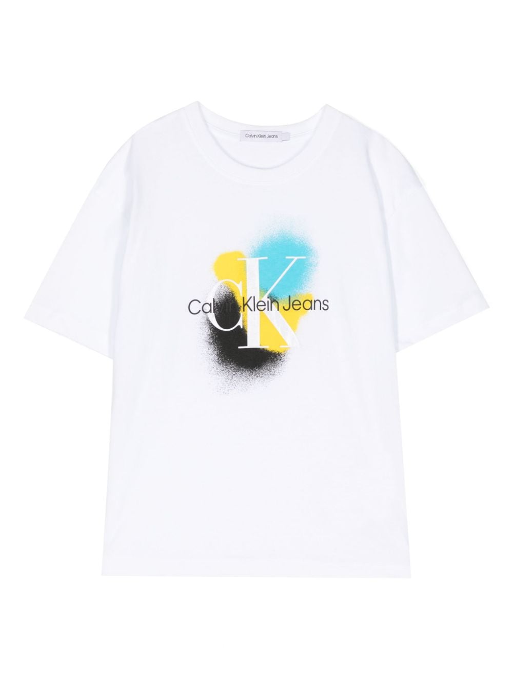 Calvin Klein Kids' Logo印花棉t恤 In White