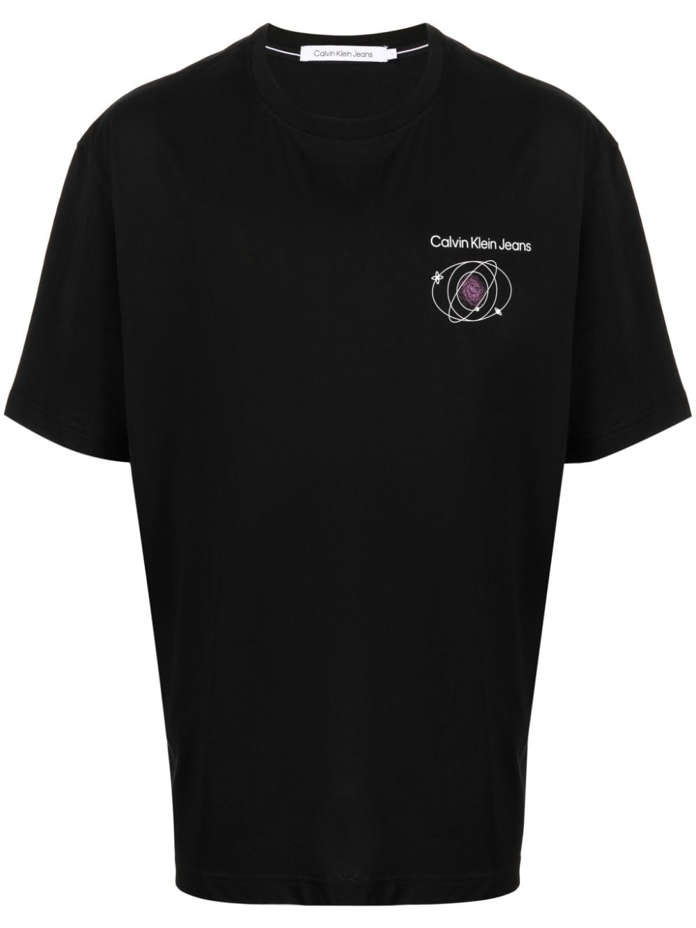 Calvin Klein Slogan-print Cotton T-shirt In Black