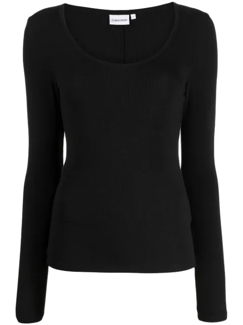 Calvin Klein ribbed-knit scoop-neck top