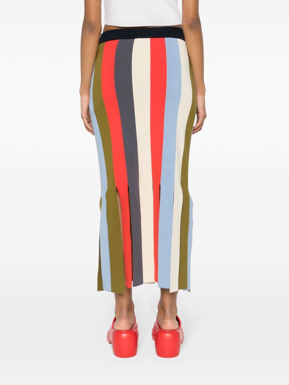 Shop Sunnei Striped Midi Skirt In Blau