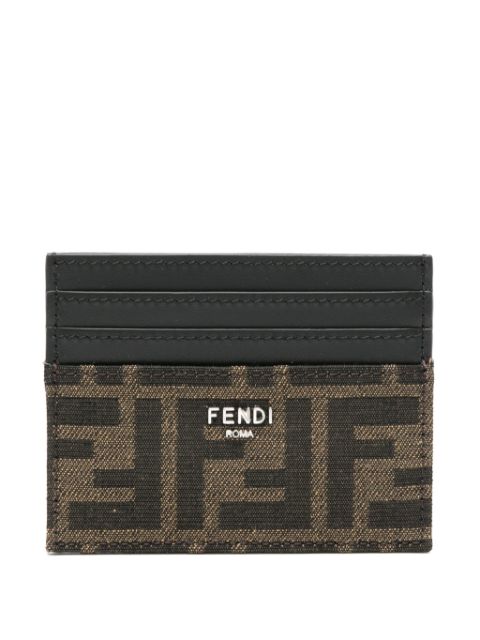 FENDI FF-jacquard leather card holder