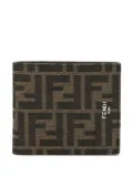 FENDI FF-jacquard leather wallet - Brown