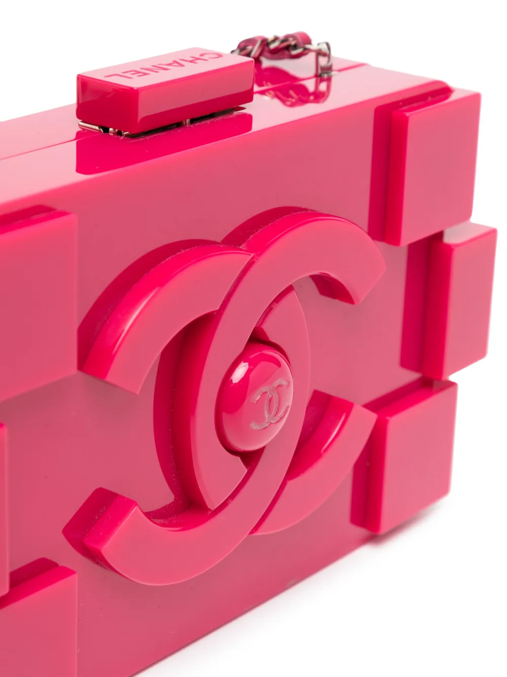 Pre-owned Chanel Lego Chain-link Crossbody Bag In Pink