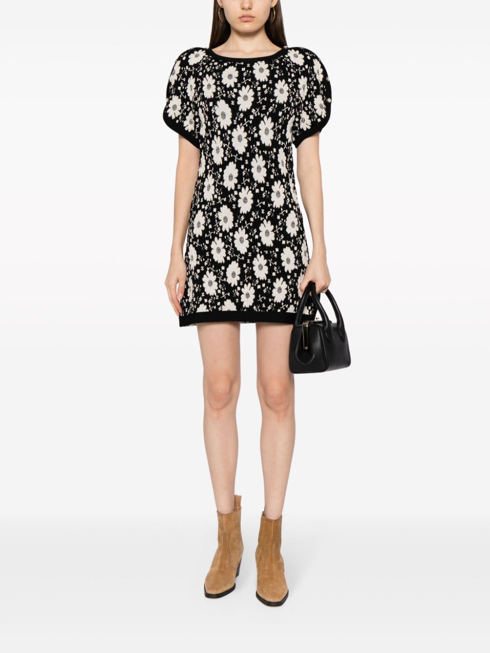 CHANEL Pre-Owned Mini-jurk met bloemenprint - Zwart