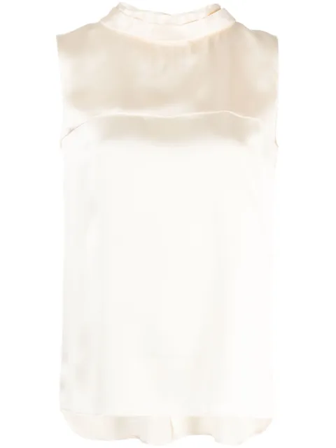 CHANEL mock-neck sleeveless silk top Women