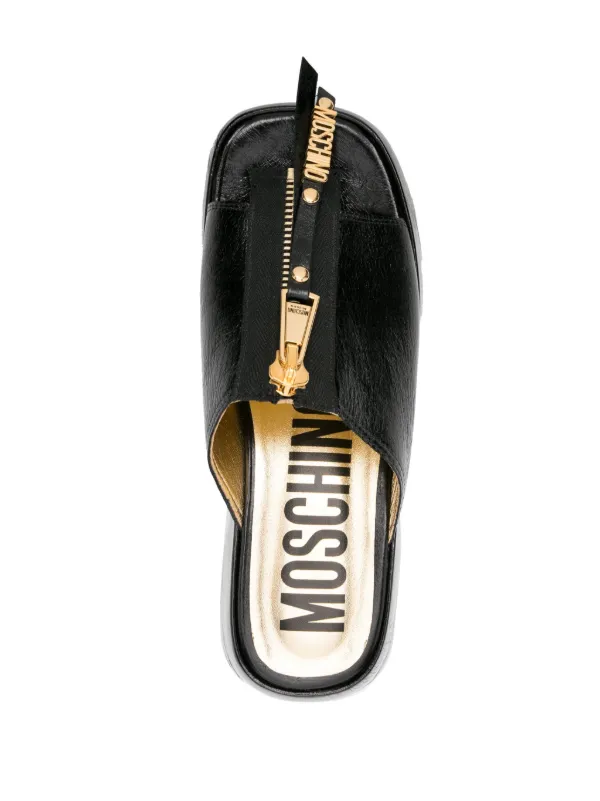 Moschino zip-detailing Flatform Mules - Farfetch 