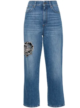 デニム・ジーパン STELLA McCARTNEY Embellished Feather Cut Out Jeans 17969602_38007671_600.jpg