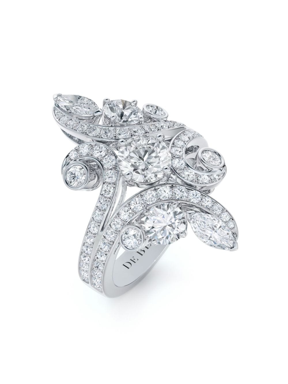 Shop De Beers Jewellers 18kt White Gold Adonis Rose Diamond Ring In Silver