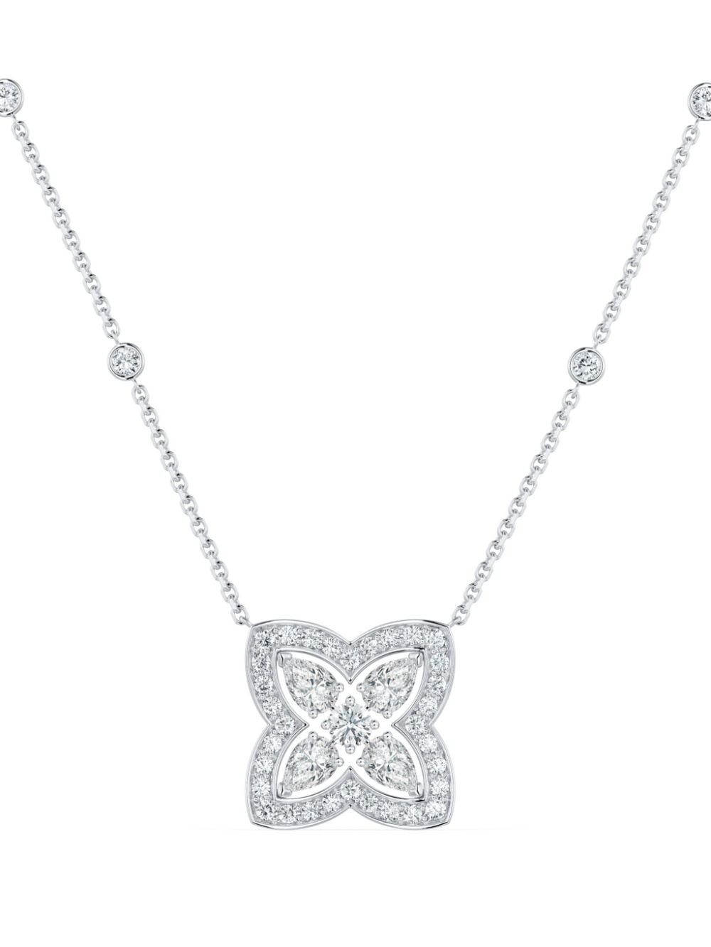 Shop De Beers Jewellers 18kt White Gold Enchanted Lotus Diamond Pendant Necklace In Silver