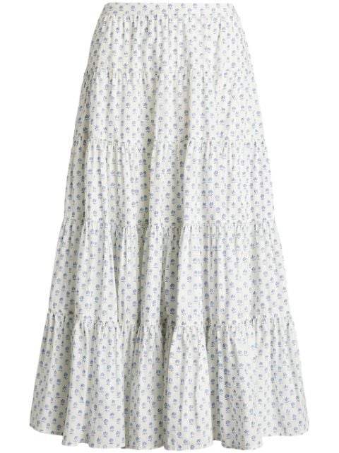 Polo Ralph Lauren floral-print tiered midi skirt