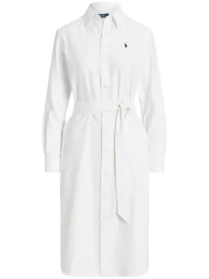 Polo Ralph Lauren logo-embroidered Linen Shirtdress | White | FARFETCH