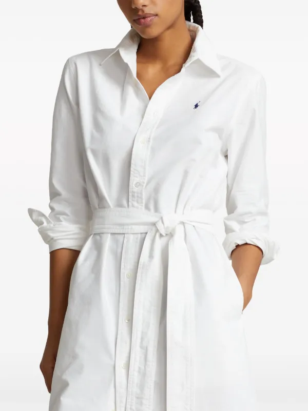 Polo Ralph Lauren robe chemise a Motif Brode Blanc FARFETCH CM