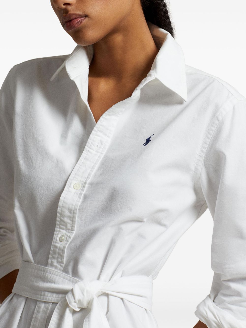 Polo Ralph Lauren Belted Cotton Oxford Shirtdress In White | ModeSens