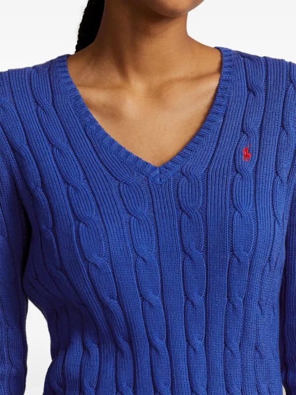Polo Ralph Lauren logo-embroidered cable-knit Sweatshirt Blue FARFETCH  IN