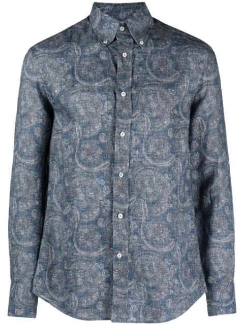 Brunello Cucinelli paisley-print linen shirt Men