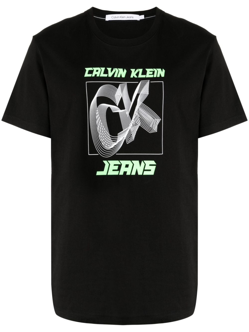 Calvin Klein Logo-print Cotton T-shirt In 黑色