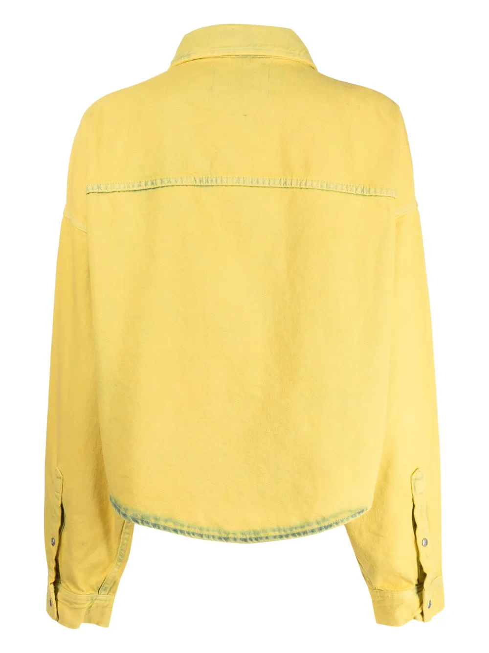 Shop Calvin Klein Logo-embroidered Washed Denim Shirt In Yellow