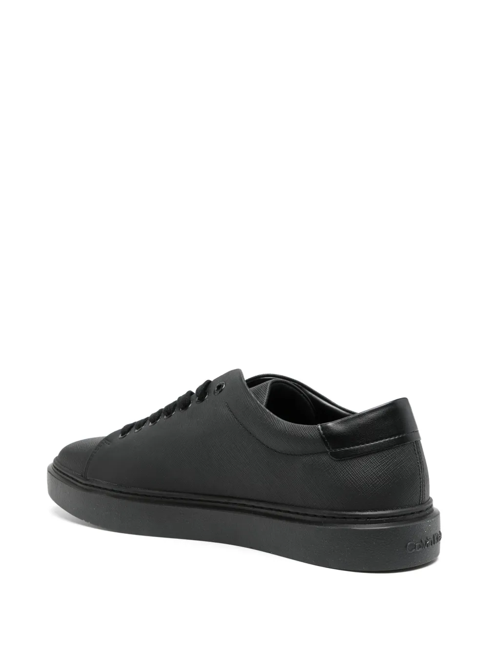 Calvin Klein Logo-debossed Textured Sneakers In 黑色