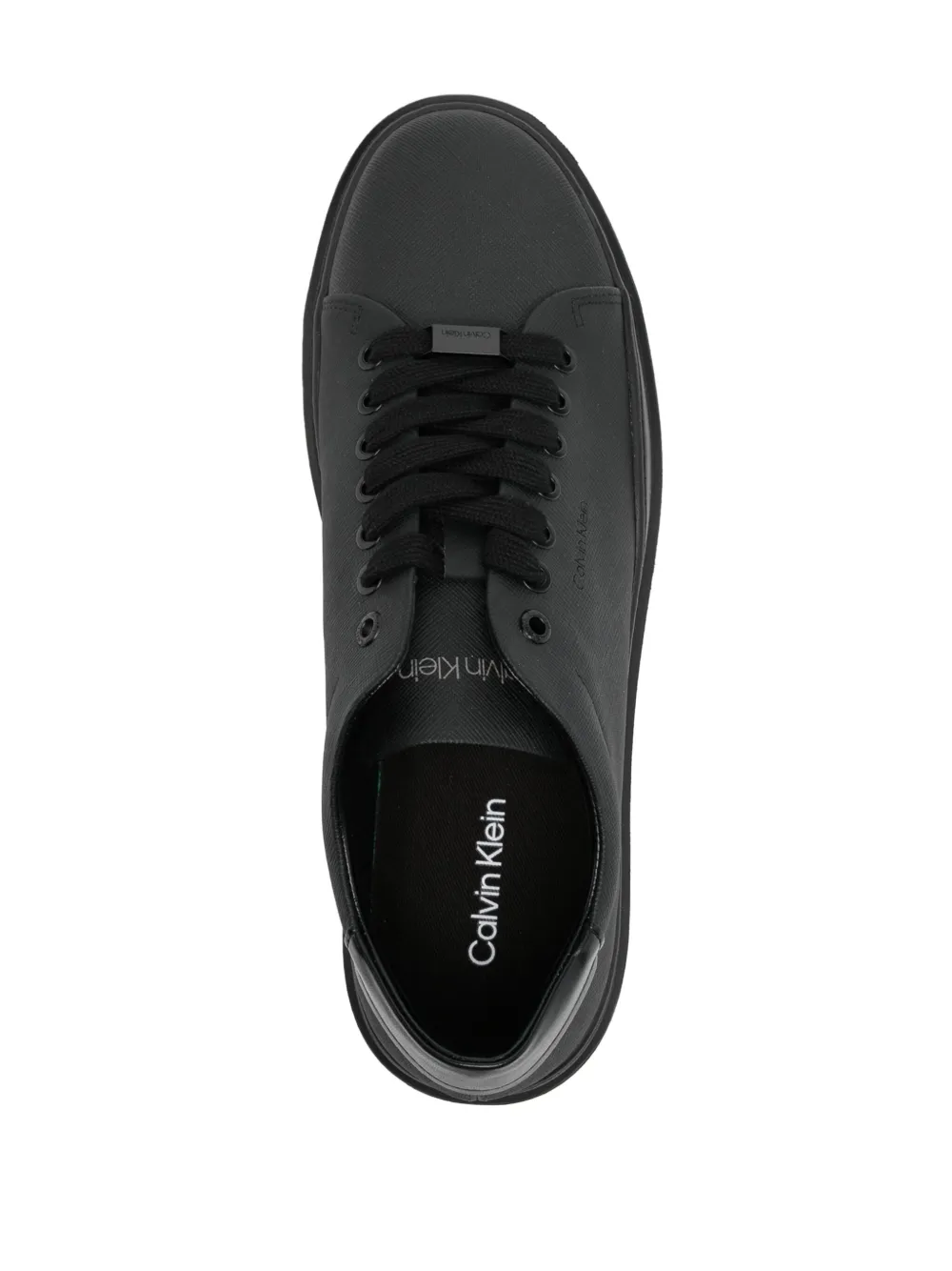 Calvin Klein Logo-debossed Textured Sneakers In 黑色
