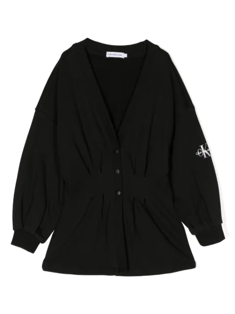 Calvin Klein Kids logo-print pleated cardigan
