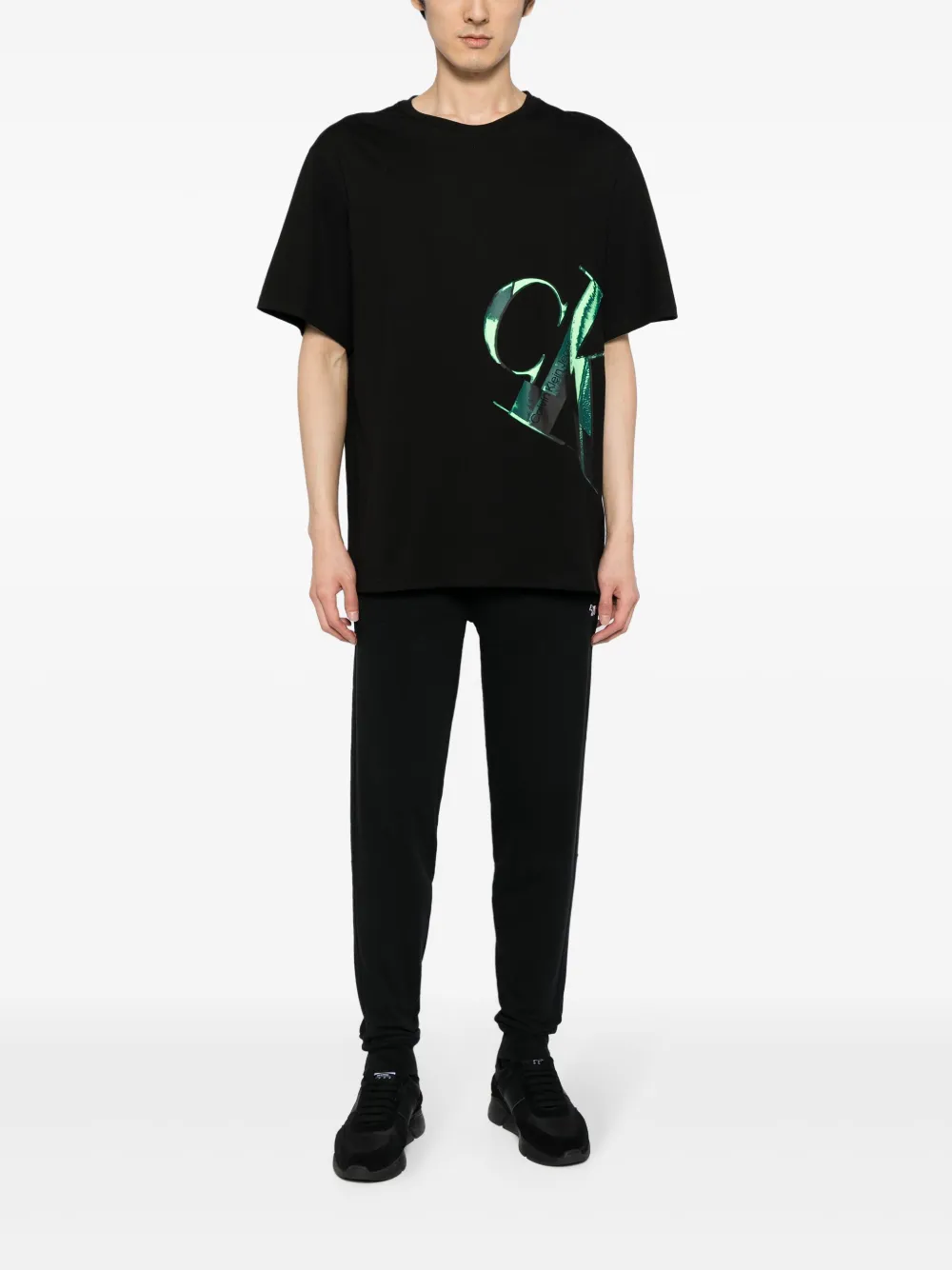 Calvin Klein Katoenen T-shirt met logoprint - Zwart