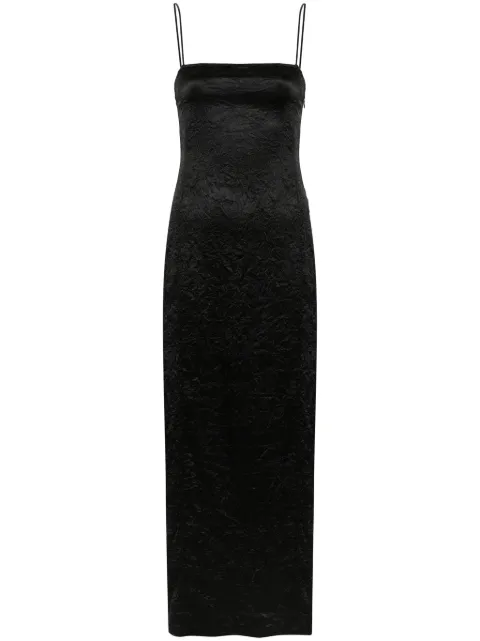 GANNI crinkled satin maxi dress
