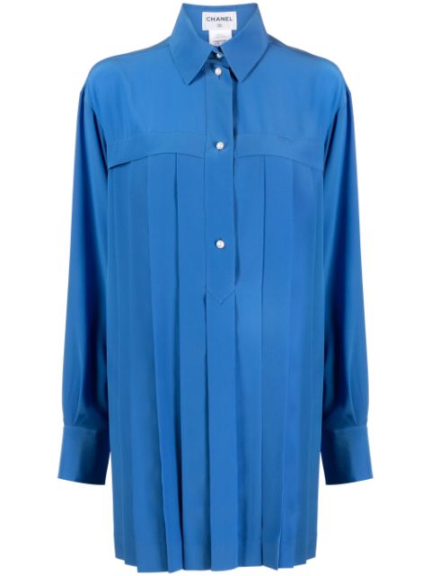 Cheap CHANEL pleated silk shirt Women