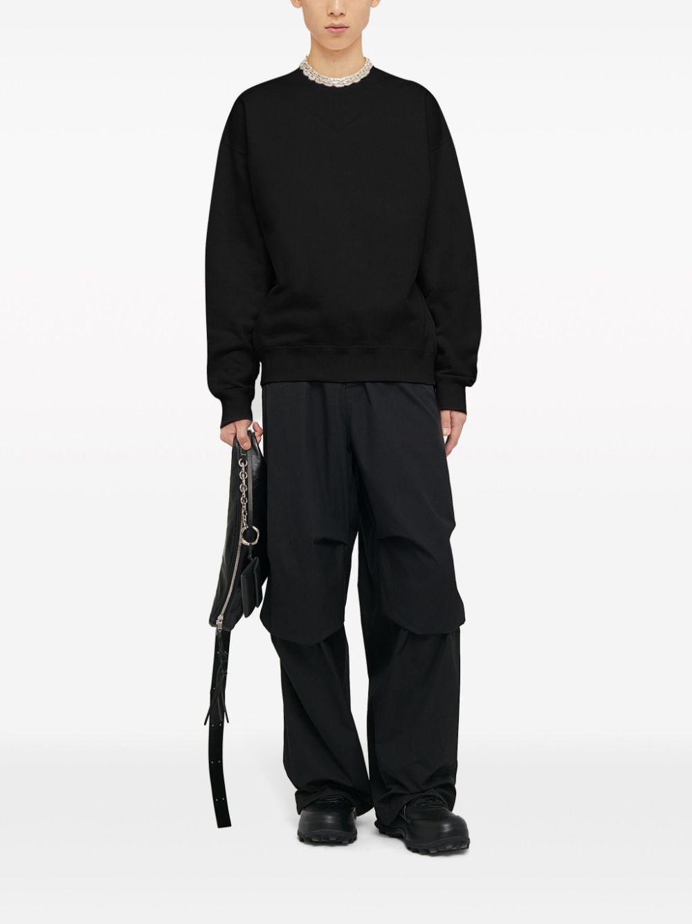 Jil Sander logo-embroidered cotton sweatshirt - Black