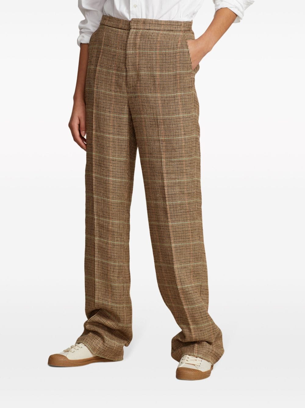 Shop Polo Ralph Lauren Plaid Straight-leg Trousers In Brown