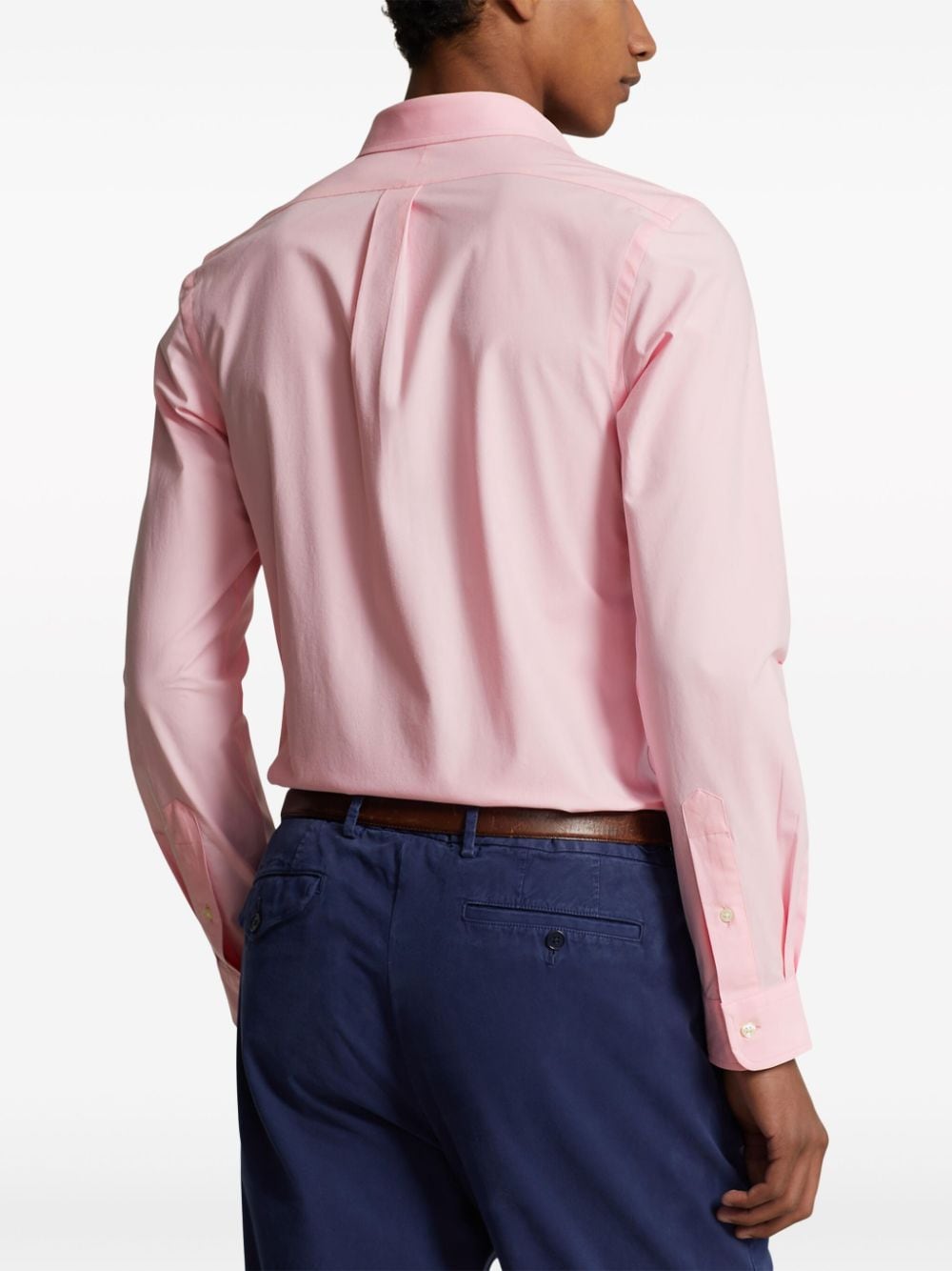 Shop Polo Ralph Lauren Polo Pony-embroidered Cotton-blend Shirt In Pink