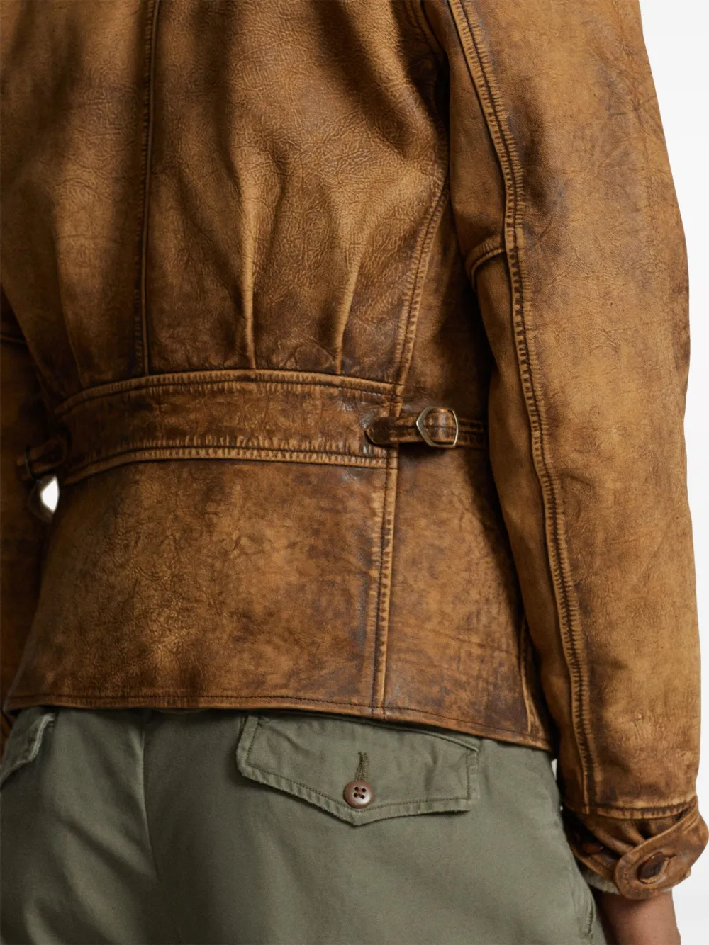 Hemingway panelled leather jacket