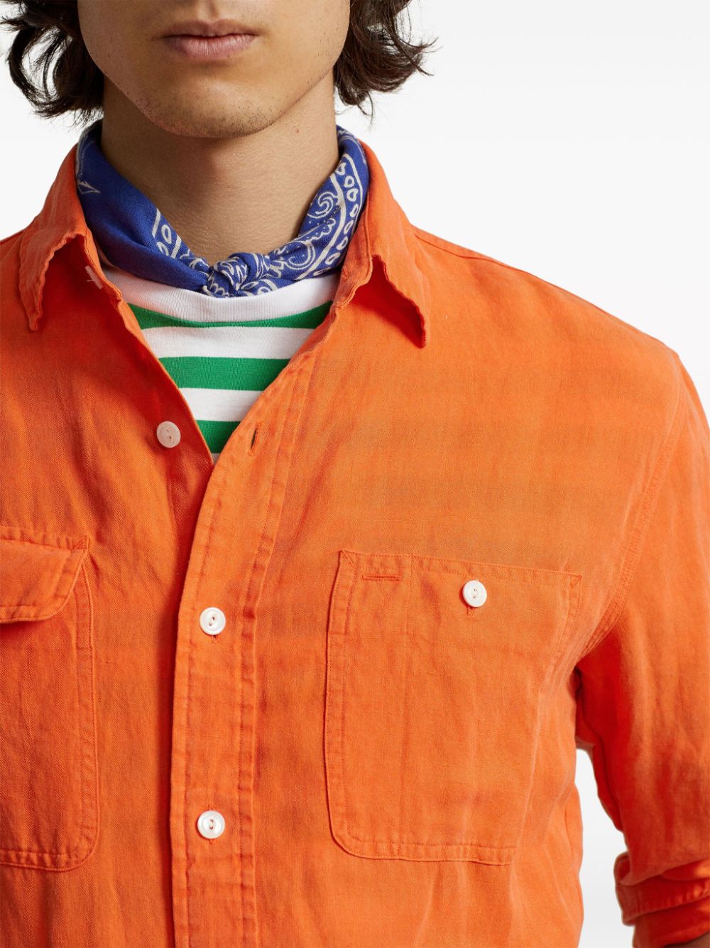 Shop Polo Ralph Lauren Linen-blend Shirt In Orange