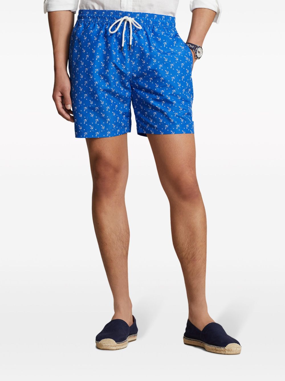 Shop Polo Ralph Lauren Anchor-print Swim Shorts In 白色
