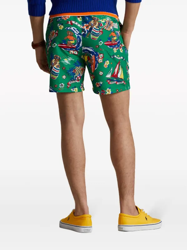 Polo Ralph Lauren graphic-print Swim Shorts | Green | FARFETCH