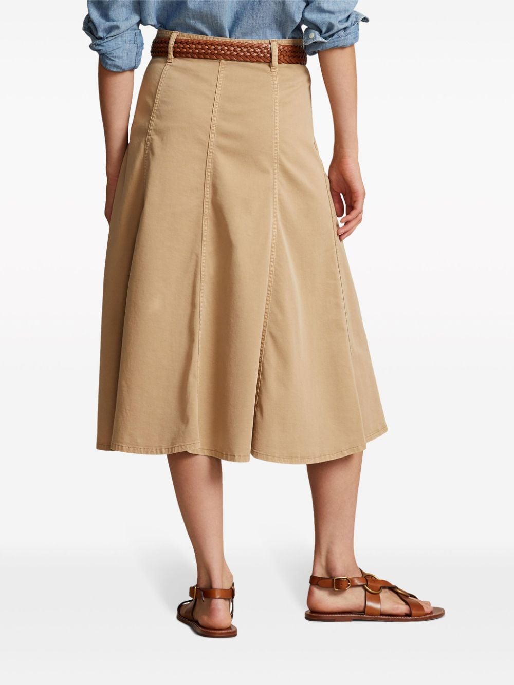 Shop Polo Ralph Lauren Button-fastening Cotton-blend Skirt In Neutrals
