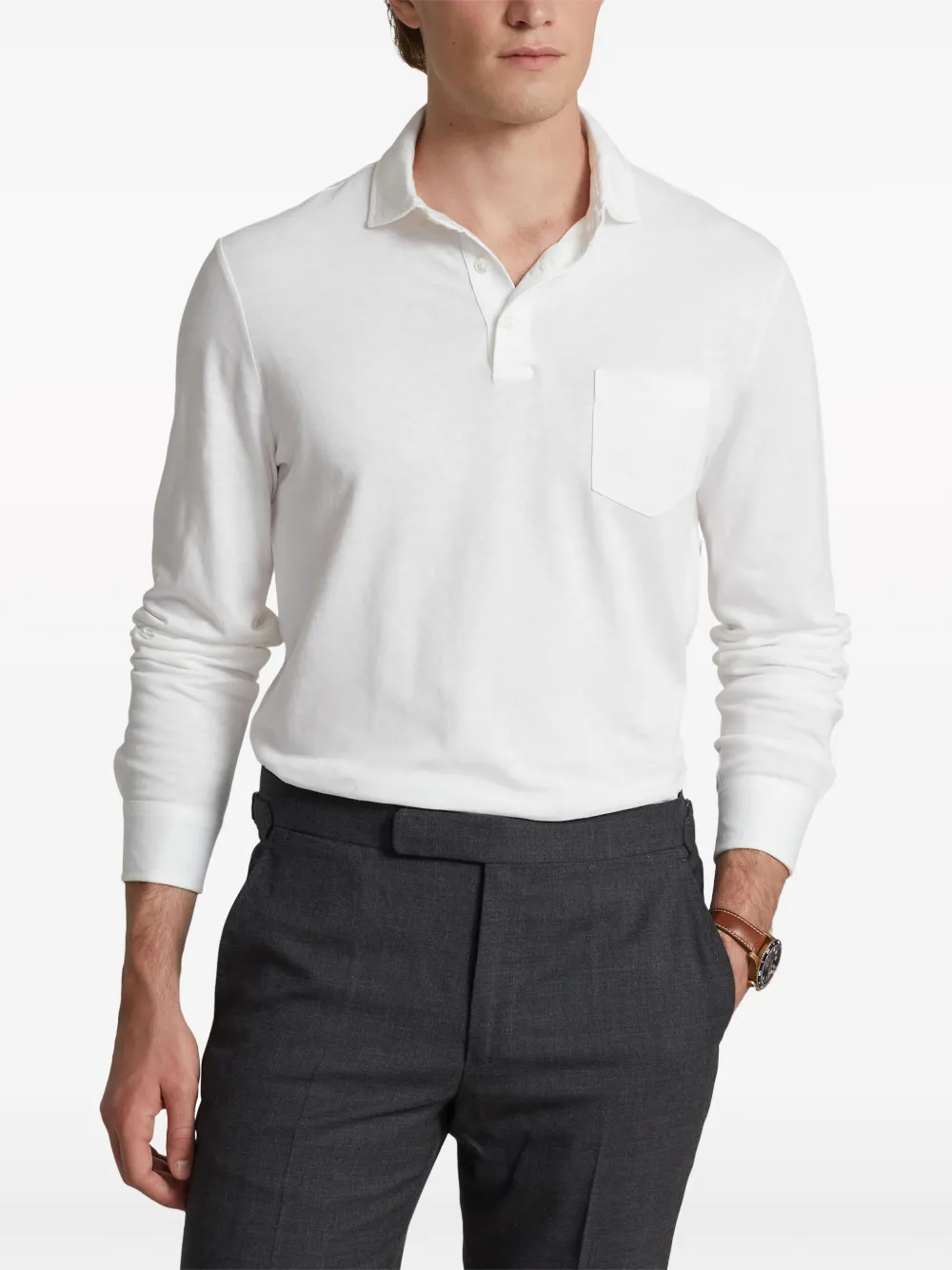 Mens white long sleeve on sale polo