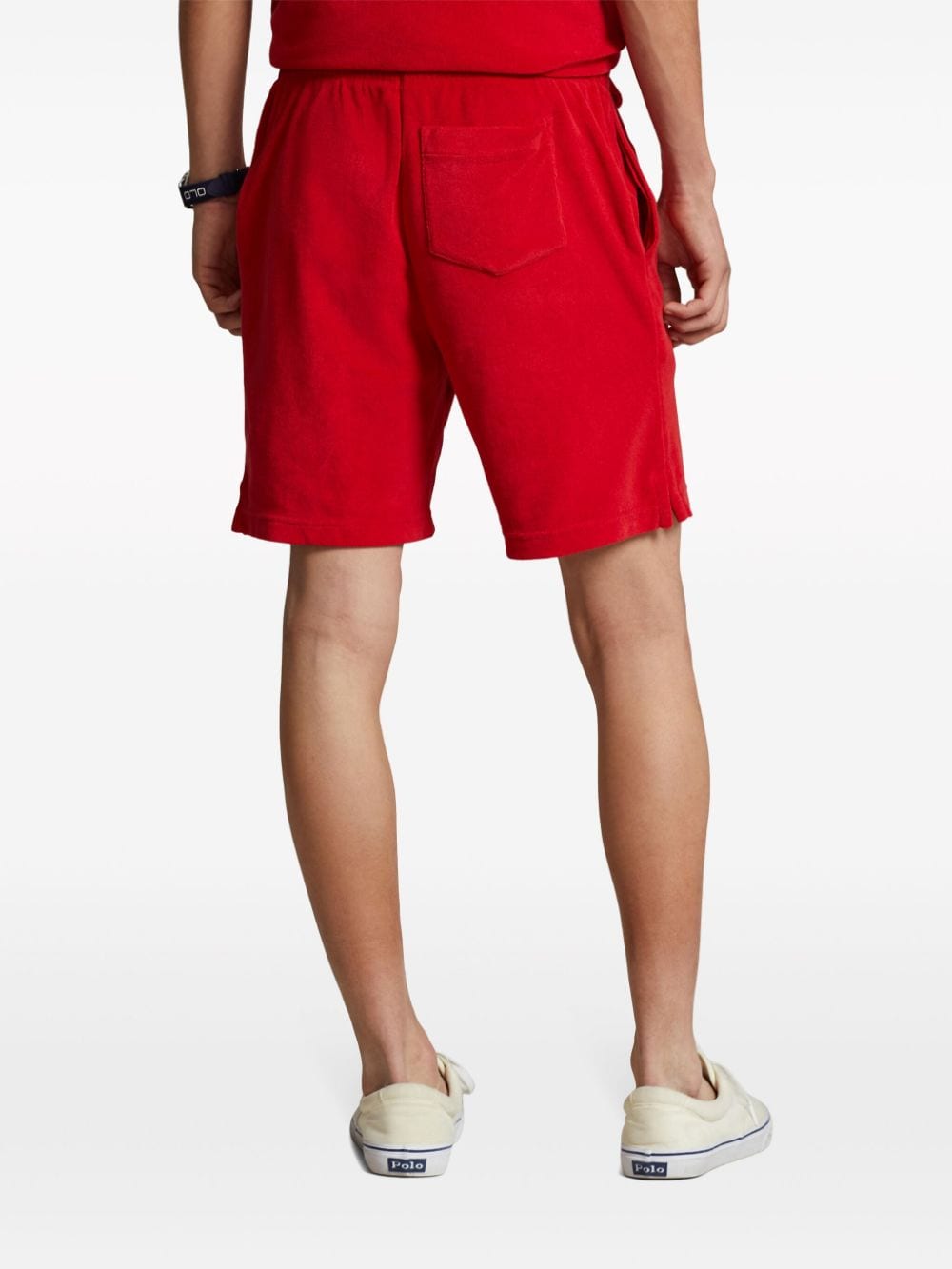 Shop Polo Ralph Lauren Polo Pony Terry-cloth Track Shorts In 红色