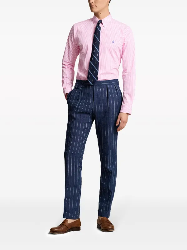 Polo Ralph Lauren Striped Poplin Shirt | Pink | FARFETCH