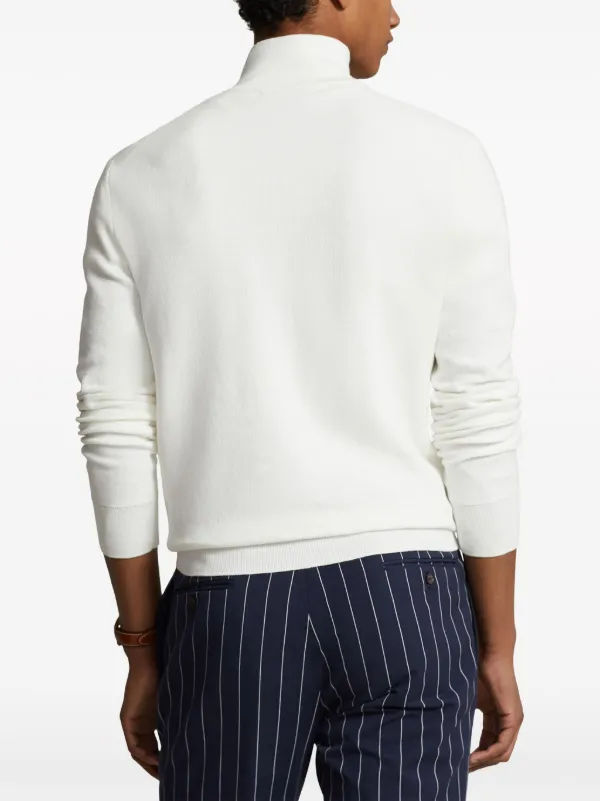Polo Ralph Lauren ホワイト ジップアップセーター M Polo Ralph Lauren Polo Pony ジップアップ セーター | ホワイト
